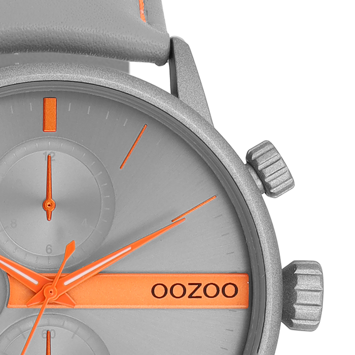 Oozoo Grijze OOZOO Horloge Met Leren Band - C11225