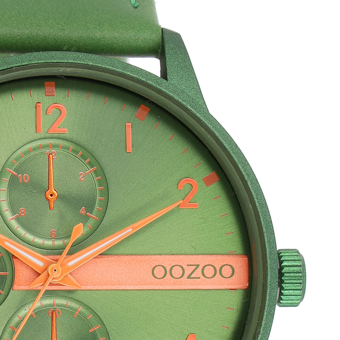 Oozoo Groene OOZOO Horloge Met Leren Band - C11308