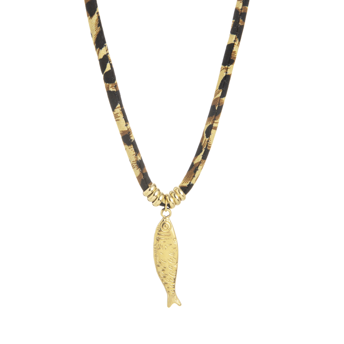 oozoo Leopard print necklace with fish charm