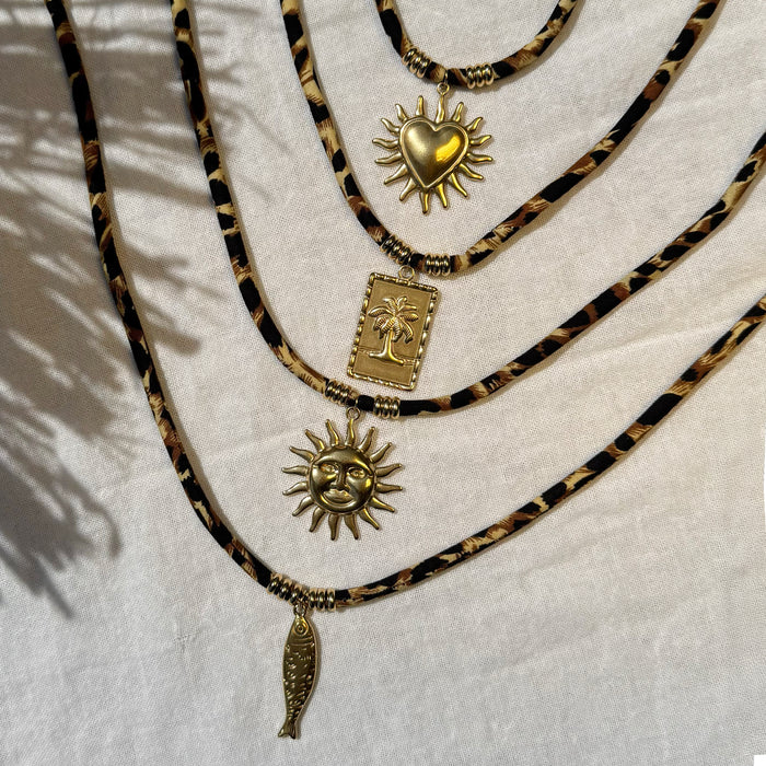 Oozoo Leopard Print Necklace With Heart Charm