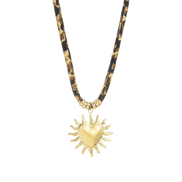 oozoo Leopard print necklace with heart charm oozoo Leopard print necklace with heart charm