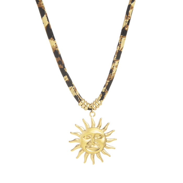 oozoo Leopard print necklace with sun charm