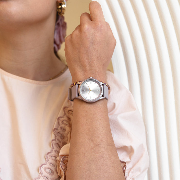 oozoo Lila OOZOO horloge met leren band - C11355