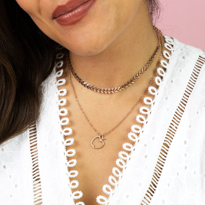 Oozoo Rosé Goudkleurige Ketting Met Een Appel