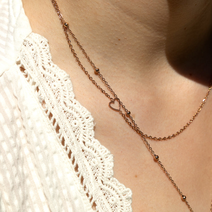 Oozoo Rosé Goudkleurige Ketting Met Een Hart