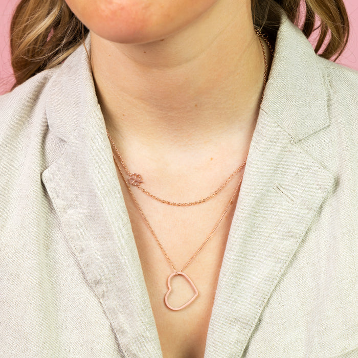 Oozoo Rosé Goudkleurige Ketting Met Een Klaver