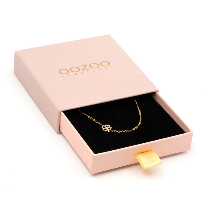 Oozoo Rosé Goudkleurige Ketting Met Een Klaver
