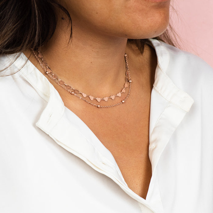 Oozoo Rosé Kleurige Ketting Met Hartjes