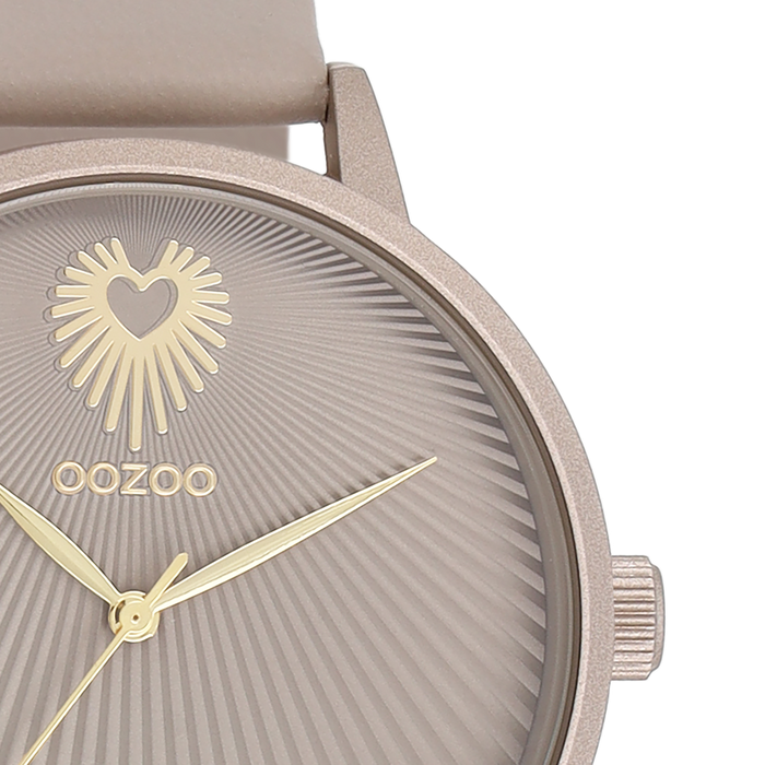 Oozoo Taupe OOZOO Horloge Met Leren Band - C11245