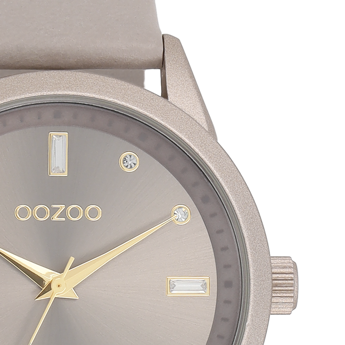 Oozoo Taupe OOZOO Horloge Met Leren Band - C11287