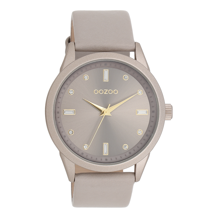 oozoo Taupe OOZOO horloge met leren band - C11287