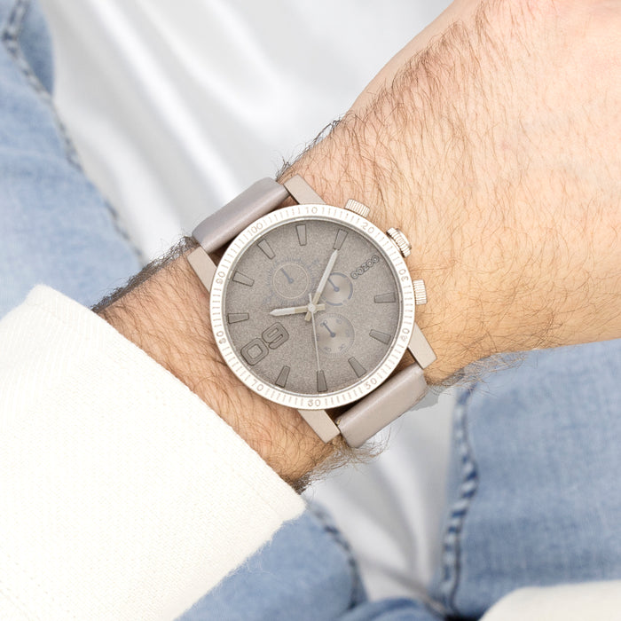 Oozoo Taupe OOZOO Horloge Met Leren Band - C11311