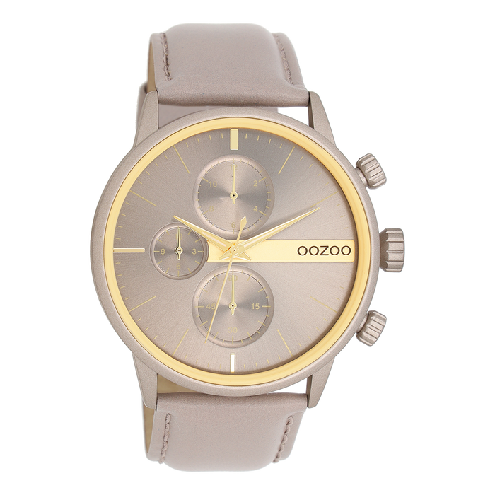oozoo Taupe OOZOO horloge met leren band - C11315