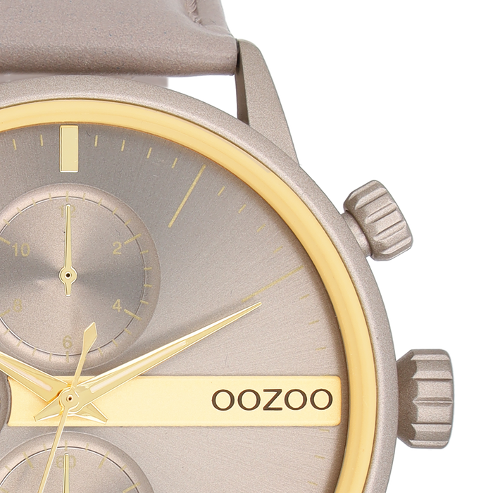 Oozoo Taupe OOZOO Horloge Met Leren Band - C11315