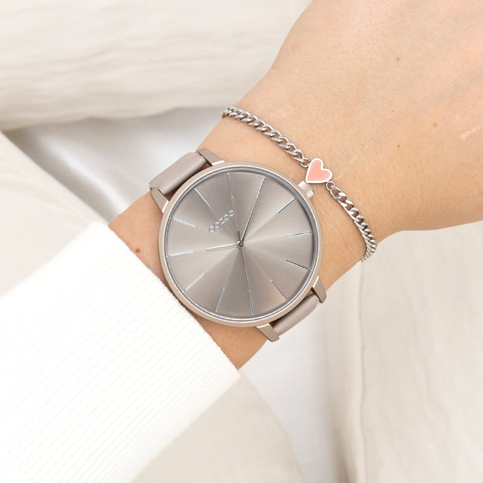 Oozoo Taupe OOZOO Horloge Met Leren Band - C11347