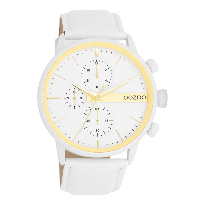 oozoo Witte OOZOO horloge met leren band - C11313