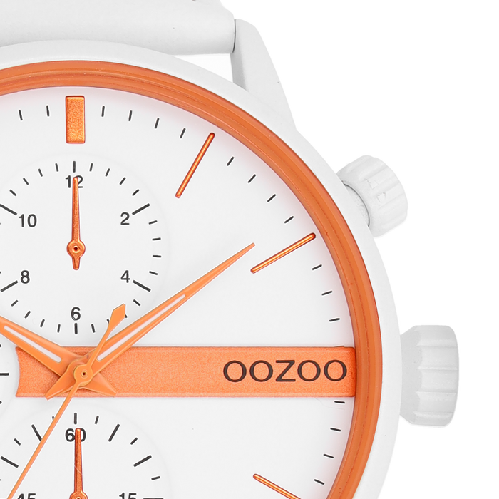 Oozoo Witte OOZOO Horloge Met Leren Band - C11314