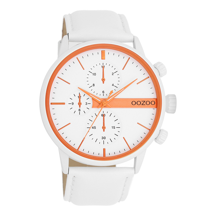 oozoo Witte OOZOO horloge met leren band - C11314