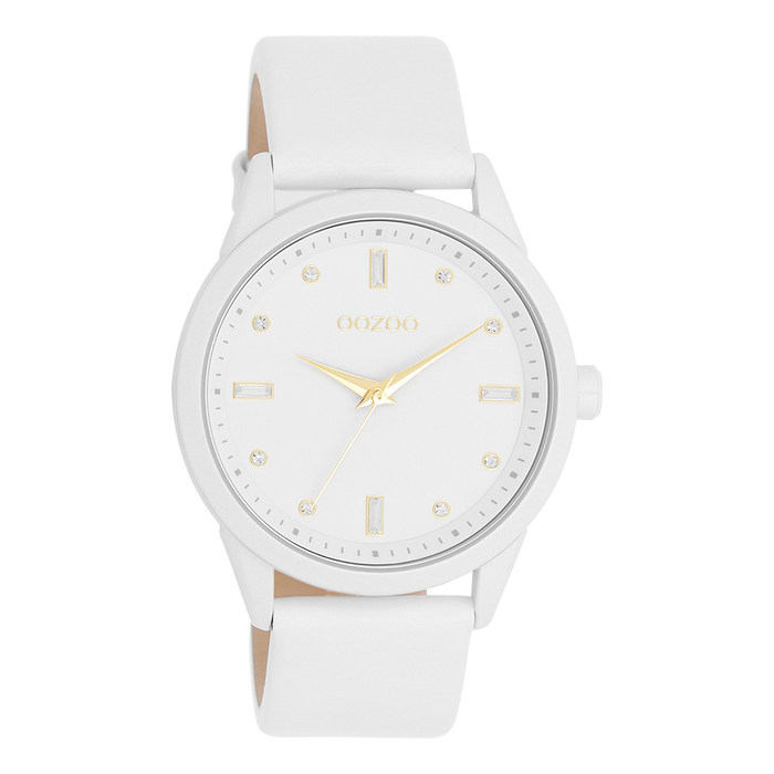 oozoo Witte OOZOO horloge met leren band - C11354