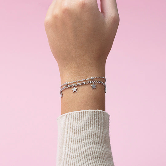 Oozoo Zilverkleurige Armband Met Bolletjes