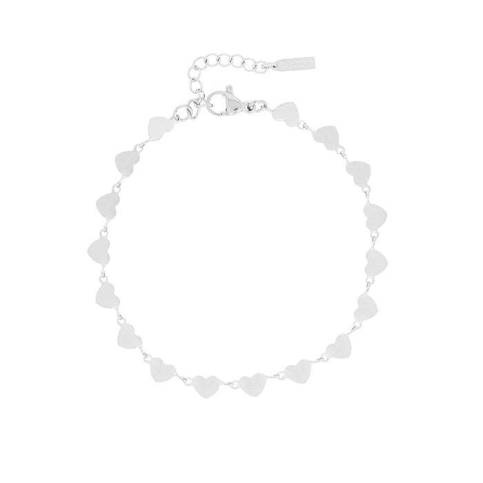 oozoo Zilverkleurige armband met hartjes