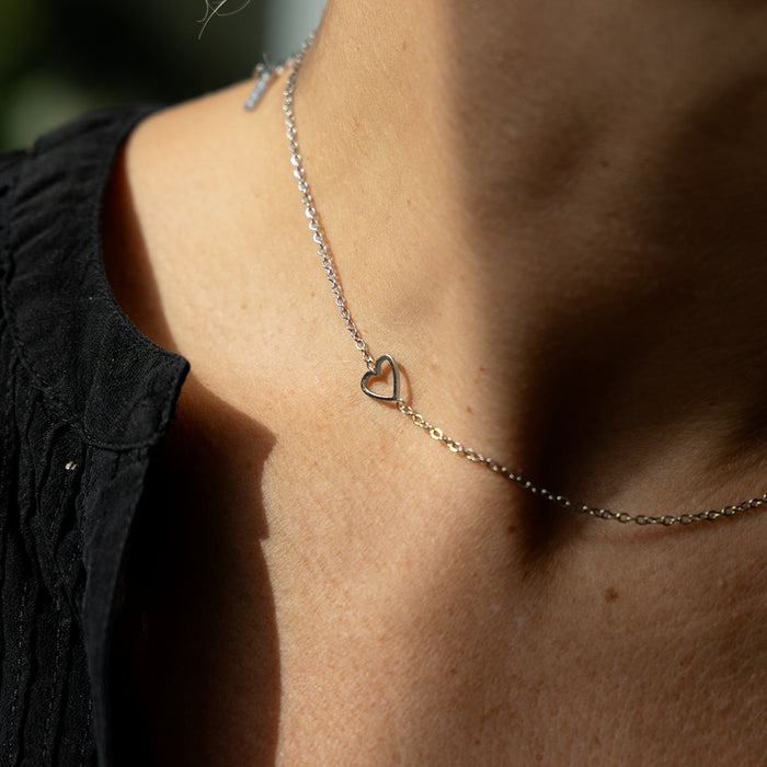 Oozoo Zilverkleurige Ketting Met Een Hart