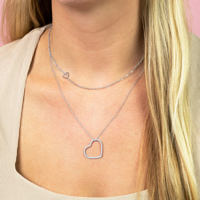 Oozoo Zilverkleurige Ketting Met Een Hart