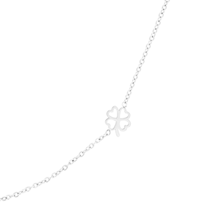 Oozoo Zilverkleurige Ketting Met Een Klaver