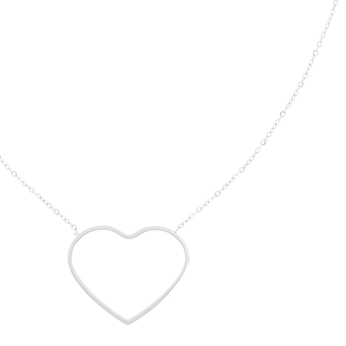 Oozoo Zilverkleurige Ketting Met Groot Hart