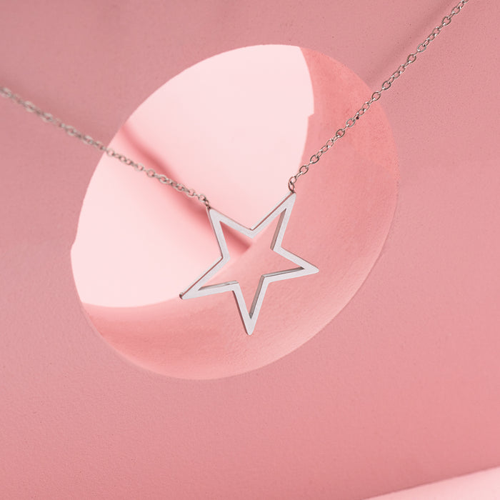 Oozoo Zilverkleurige Ketting Met Grote Ster