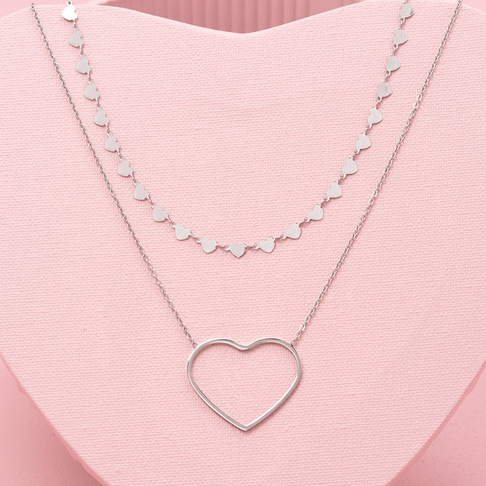 Oozoo Zilverkleurige Ketting Met Hartjes