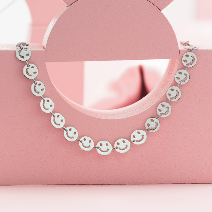 Oozoo Zilverkleurige Ketting Met Smileys