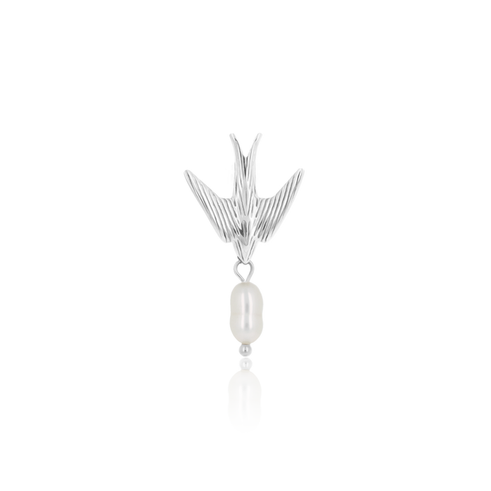 oozoo Zilverkleurige oorbel met zwaluw