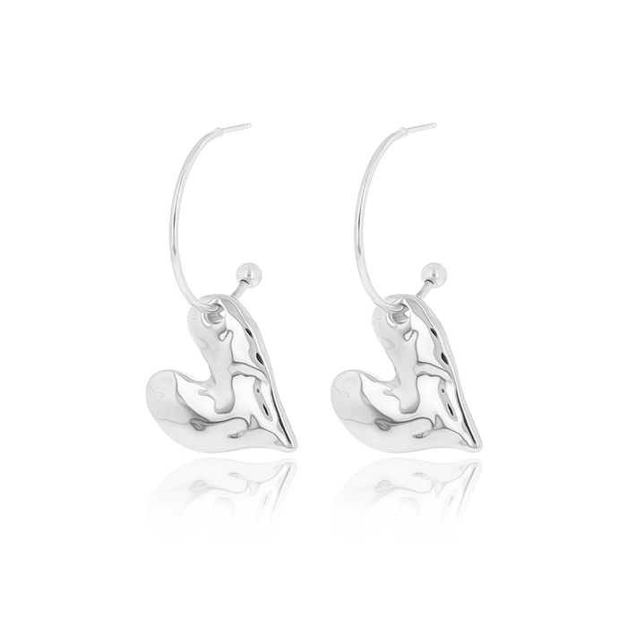 oozoo Zilverkleurige oorbellen met hart