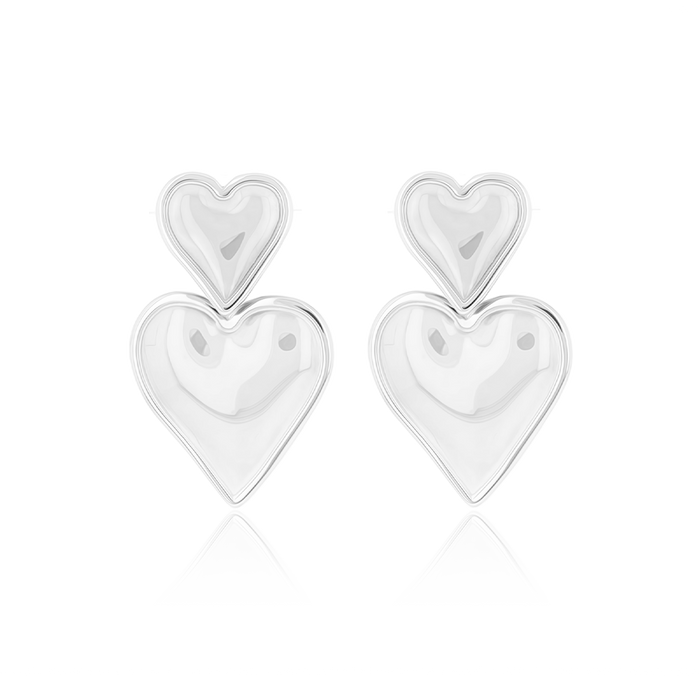 oozoo Zilverkleurige oorbellen met harten