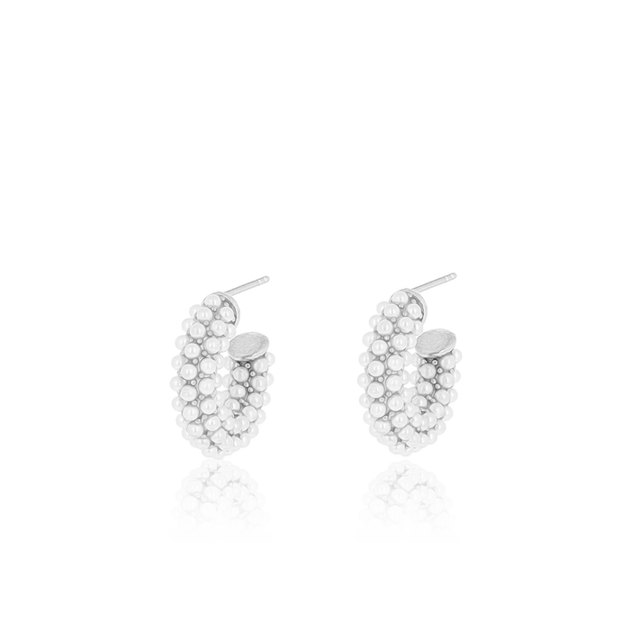 oozoo Zilverkleurige oorbellen met parels