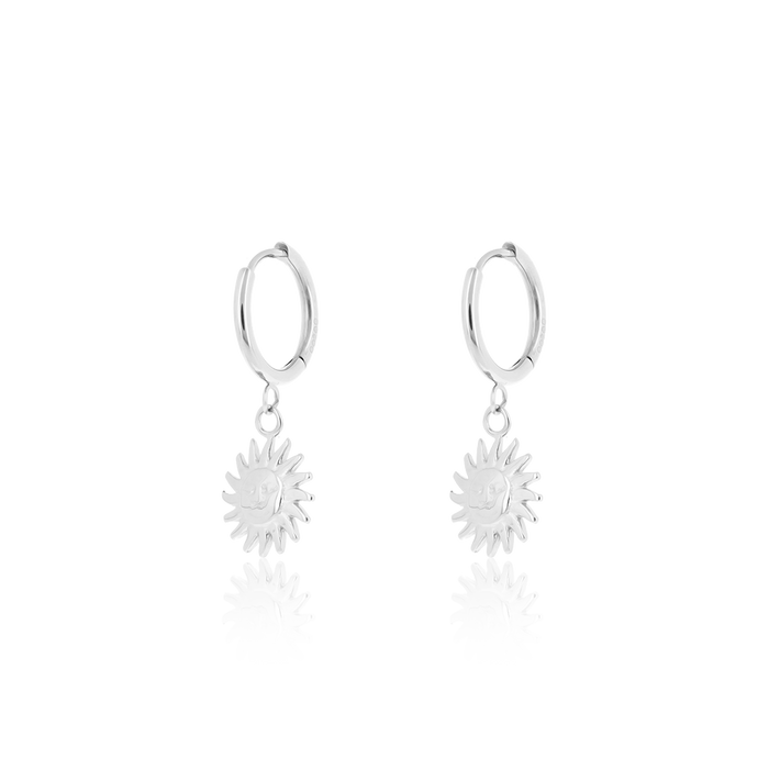 oozoo Zilverkleurige oorringen met zon bedeltje