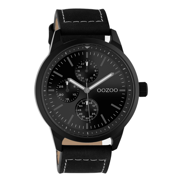 oozoo Zwarte OOZOO horloge met leren band - C10909