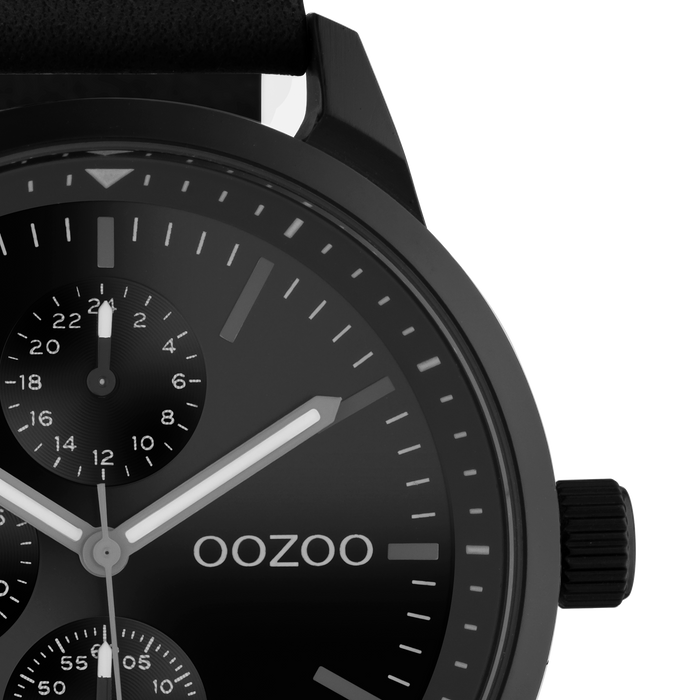 Oozoo Zwarte OOZOO Horloge Met Leren Band - C10909