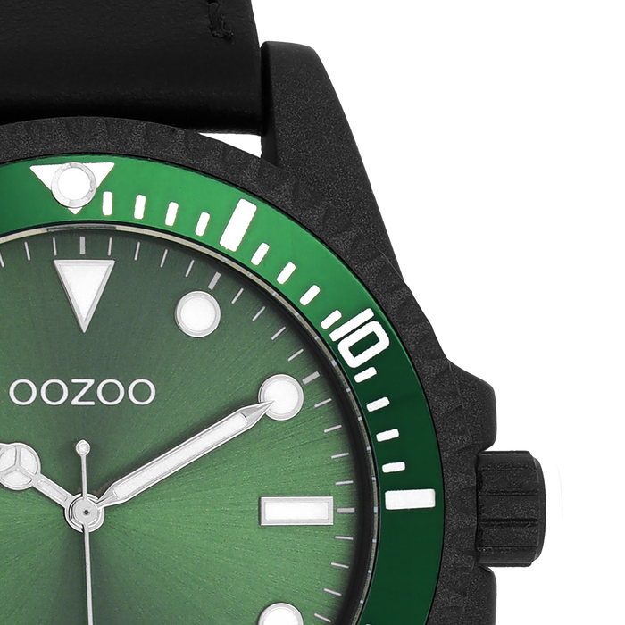 Oozoo Zwarte OOZOO Horloge Met Leren Band - C11117