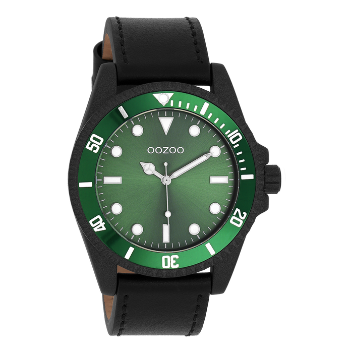 oozoo Zwarte OOZOO horloge met leren band - C11117