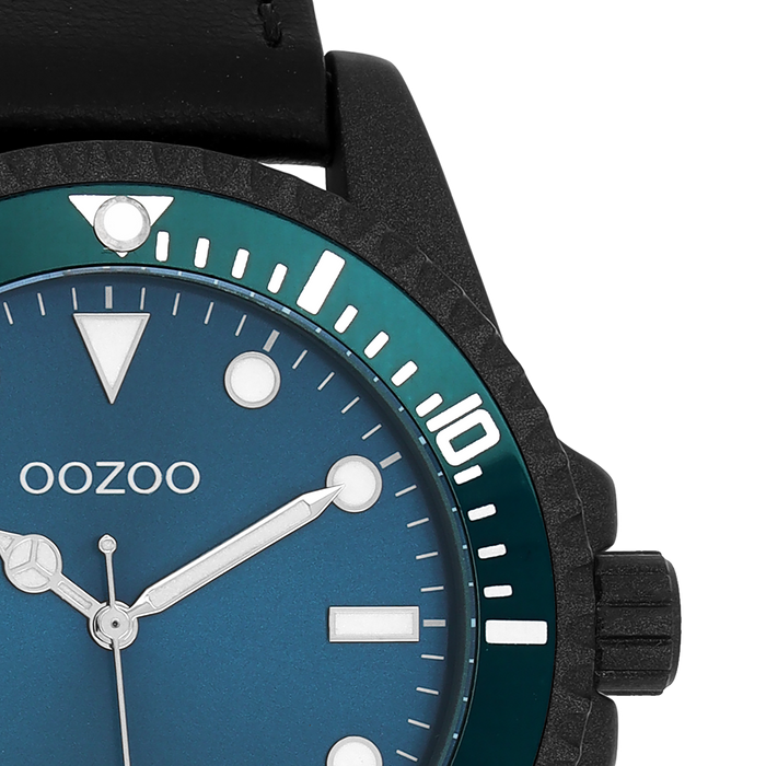Oozoo Zwarte OOZOO Horloge Met Leren Band - C11118