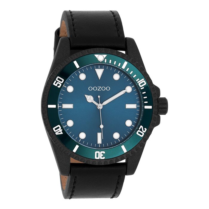 oozoo Zwarte OOZOO horloge met leren band - C11118
