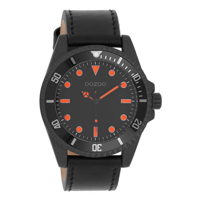 oozoo Zwarte OOZOO horloge met leren band - C11119
