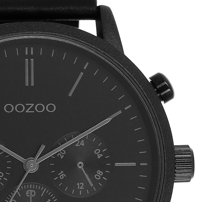 Oozoo Zwarte OOZOO Horloge Met Leren Band - C11203