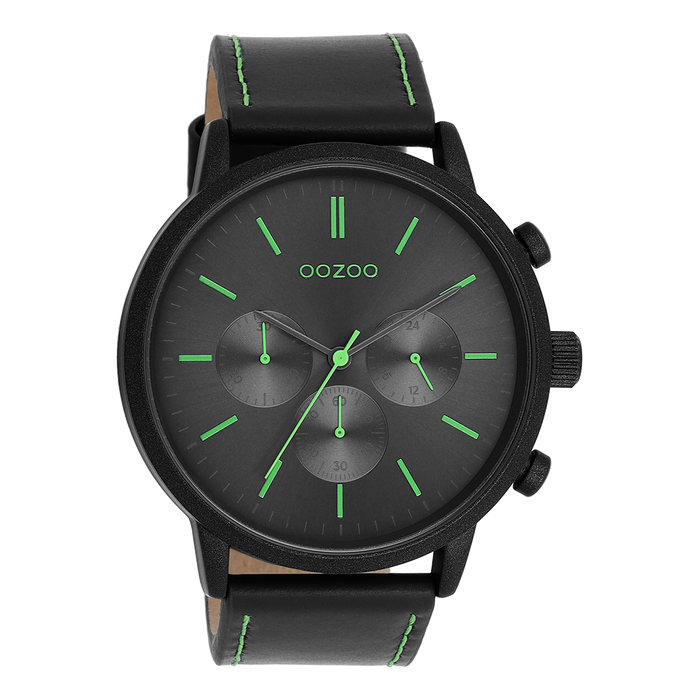 oozoo Zwarte OOZOO horloge met leren band - C11208