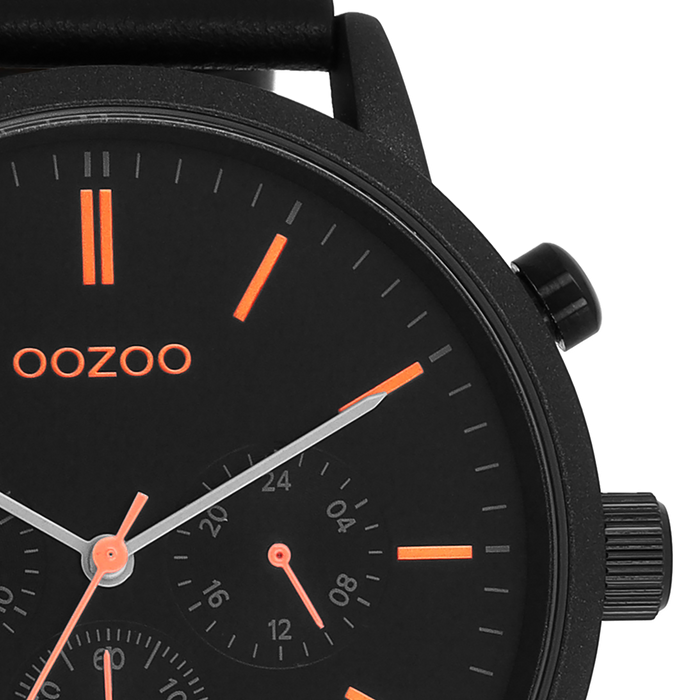 Oozoo Zwarte OOZOO Horloge Met Leren Band - C11209