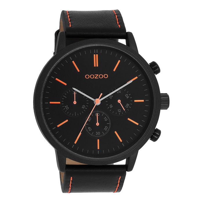oozoo Zwarte OOZOO horloge met leren band - C11209