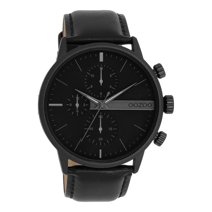 oozoo Zwarte OOZOO horloge met leren band - C11224