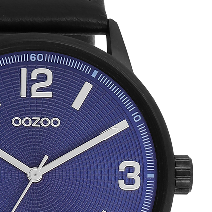 Oozoo Zwarte OOZOO Horloge Met Leren Band - C11502
